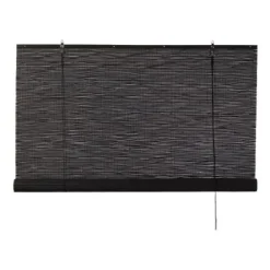 Bamboe rolgordijn - zwart - 60x180 cm