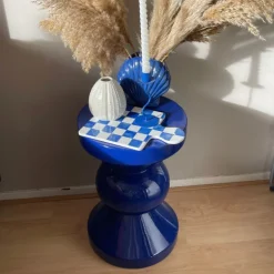 Bijzettafel diabolo - blauw - ø33x50 cm