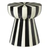 Bijzettafel stripes - beige/zwart - ø40x45 cm
