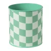 Bloempot geblokt groot - groen - ø13x14 cm