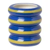 Bloempot rib groot - blauw/geel - ø9.5x11 cm