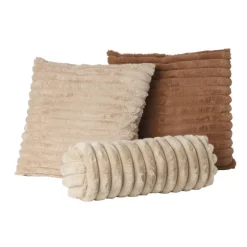 Bolster kussen rib - beige - ø15x45 cm