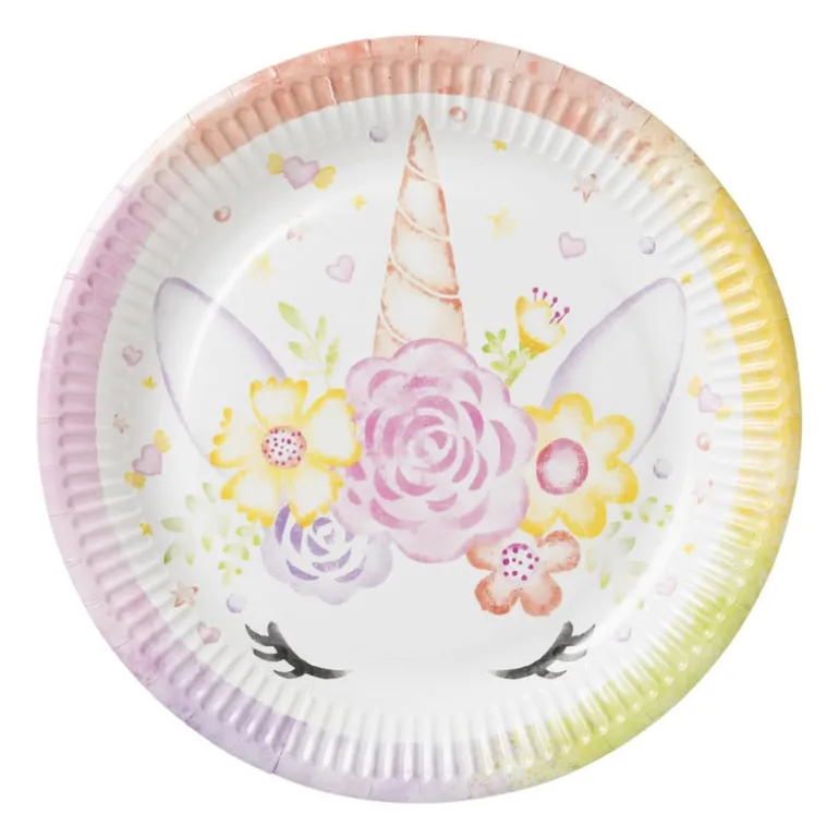Bord Unicorn - set van 8 - ø23 cm
