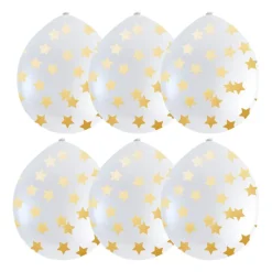 Confettiballon goudkleurige sterren - 6 stuks