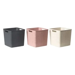 Curver jute opbergmand cube - 17 liter - roze