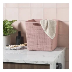 Curver jute opbergmand cube - 17 liter - roze