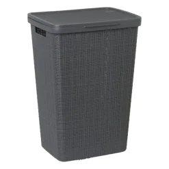 Curver jute wasmand met deksel - 58 liter - grijs