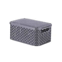 Curver opbergmand met deksel klein - grijs - 13x29x19 cm