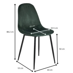 Eetkamerstoel Ivy - velvet groen - 88x44x53 cm