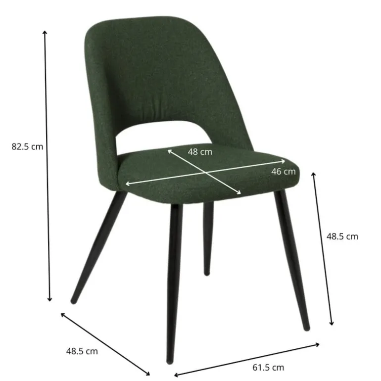 Eetkamerstoel Leonardo - groen - 82.5x61.5x48.5 cm