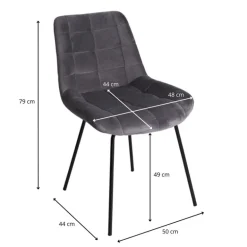 Eetkamerstoel velvet - grijs - 79x50x44 cm