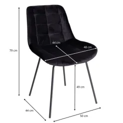 Eetkamerstoel velvet - zwart - 79x50x44 cm