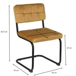 Eetkamerstoel Yara velvet - oker - 82.5x56x55 cm