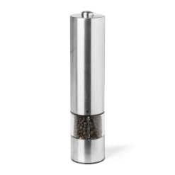 Elektrische peper/zout molen - zilverkleurig - ø5.3x22.5 cm