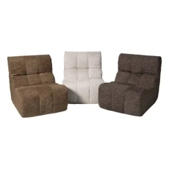 Fauteuil chenille - beige - 87x72x66 cm