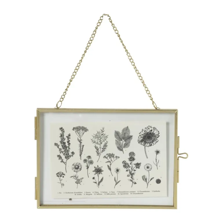 Fotolijst aan ketting liggend - goudkleurig - 15x10 cm