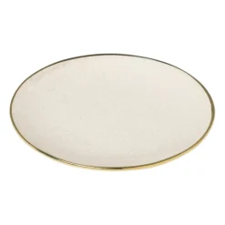 Gebaksbordje met gouden rand - beige - ø15 cm