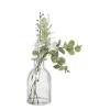 Glazen vaasje met eucalyptus - groen - 28x24x12 cm