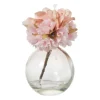 Glazen vaasje met hortensia - roze - ø10x13.5cm