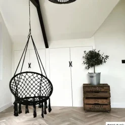 Hangstoel Knoet - zwart - ø80x100 cm