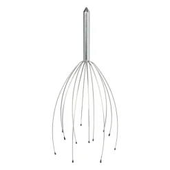 Hoofd massage borstel - zilverkleurig - 6x6x25 cm