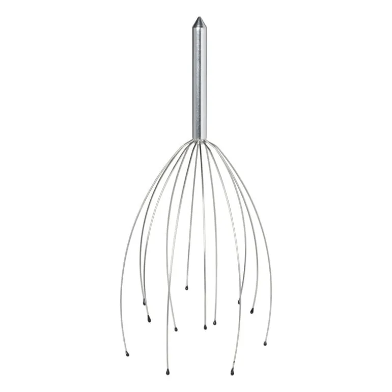 Hoofd massage borstel - zilverkleurig - 6x6x25 cm