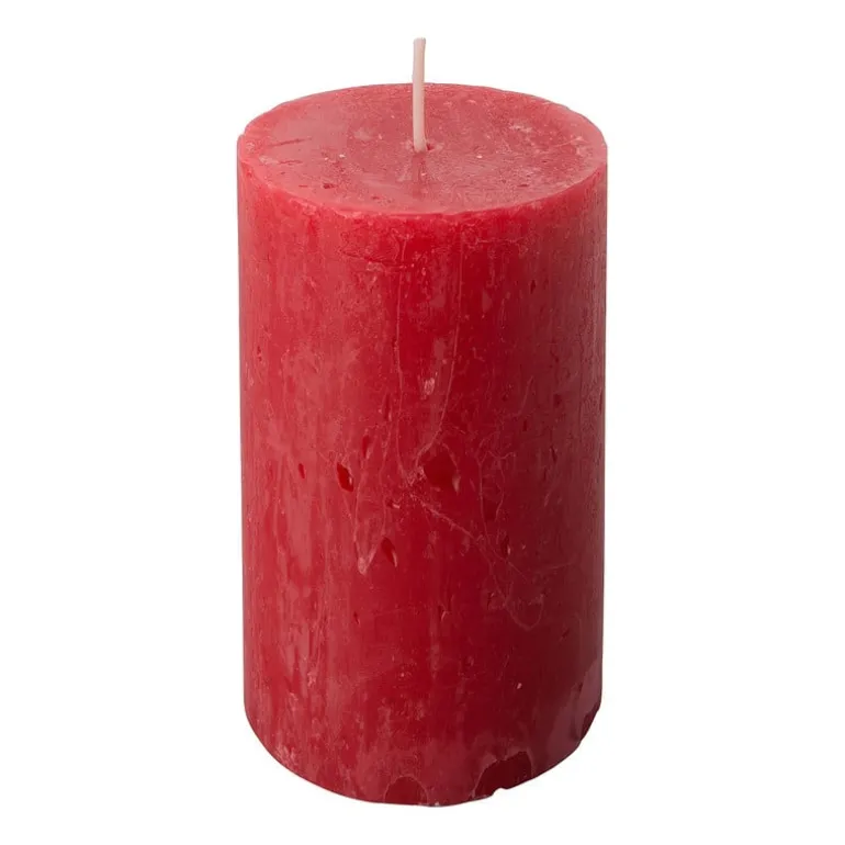 Kaars rustiek - rood - ø7x12 cm
