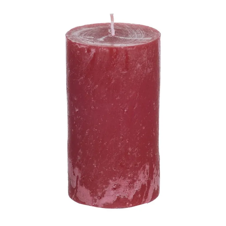Kaars rustiek - rood - ø7x12 cm