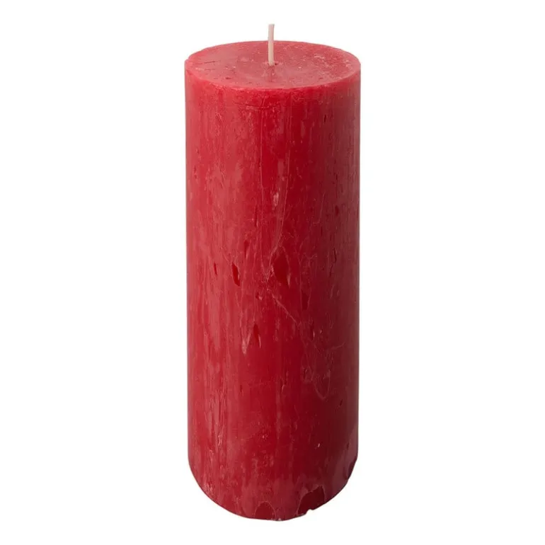 Kaars rustiek - rood - ø7x18 cm