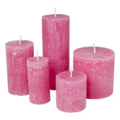 Kaars rustiek - roze - ø7x12 cm