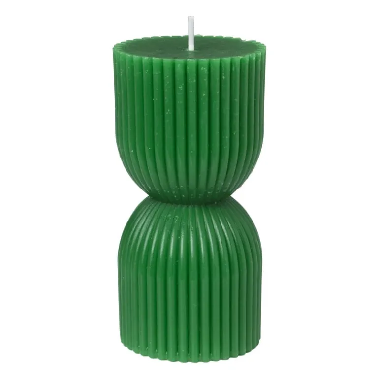 Kaars zandloper - groen - ø6x12 cm