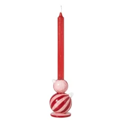 Kandelaar kerstbal groot - rood/roze - ø7.8x12.5 cm