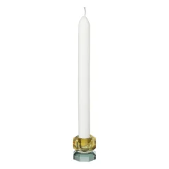 Kandelaar kristal 2-laags - oker/groen - 4x4x4 cm
