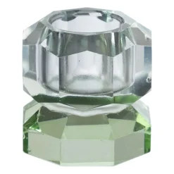 Kandelaar kristal 2-laags - blauw/groen - 4x4x4 cm
