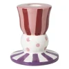 Kandelaar streep stip laag - multikleur - ø8x9 cm