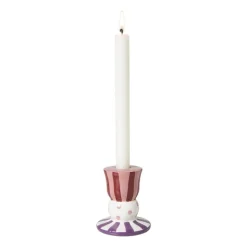 Kandelaar streep stip laag - multikleur - ø8x9 cm