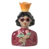 Kandelaar vrouw met bloemen - roze - 19.5x13x9 cm