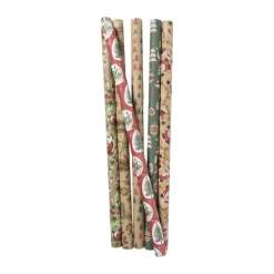 Kerst cadeaupapier kraft - 200x70 cm - diverse varianten