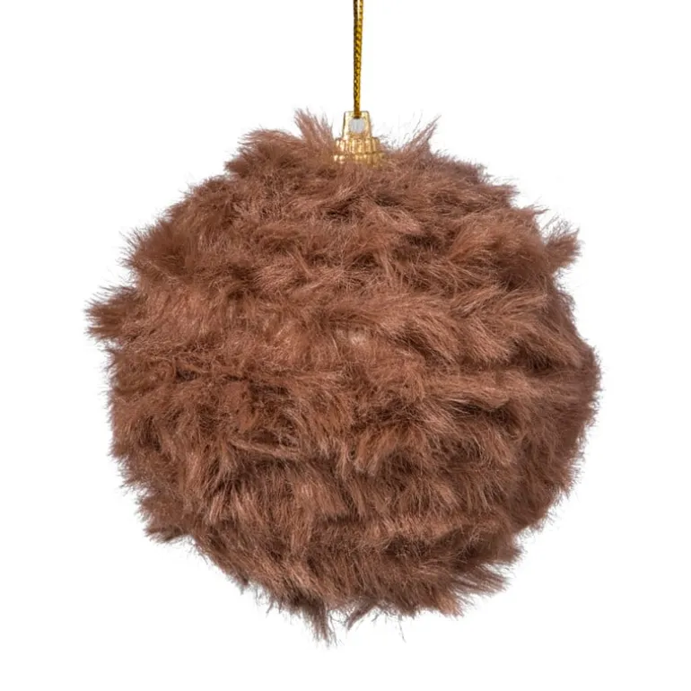 Kerstbal fluffy - bruin