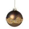 Kerstbal glitter en mat - bruin