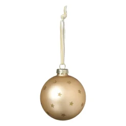 Kerstbal met sterretjes - beige