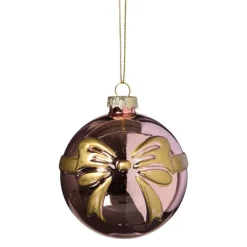 Kerstbal met strik - roze