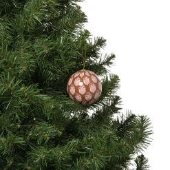 Kerstbal print - rood/beige
