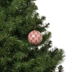 Kerstbal print - rood/roze