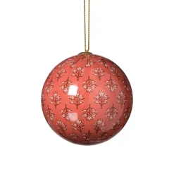 Kerstbal print- paars/rood