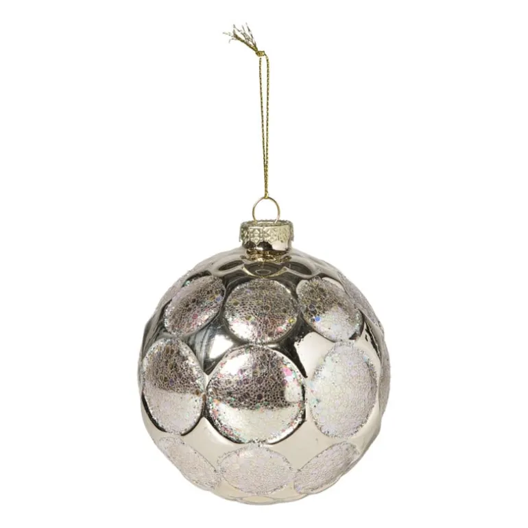 Kerstbal relief - champagnekleurig