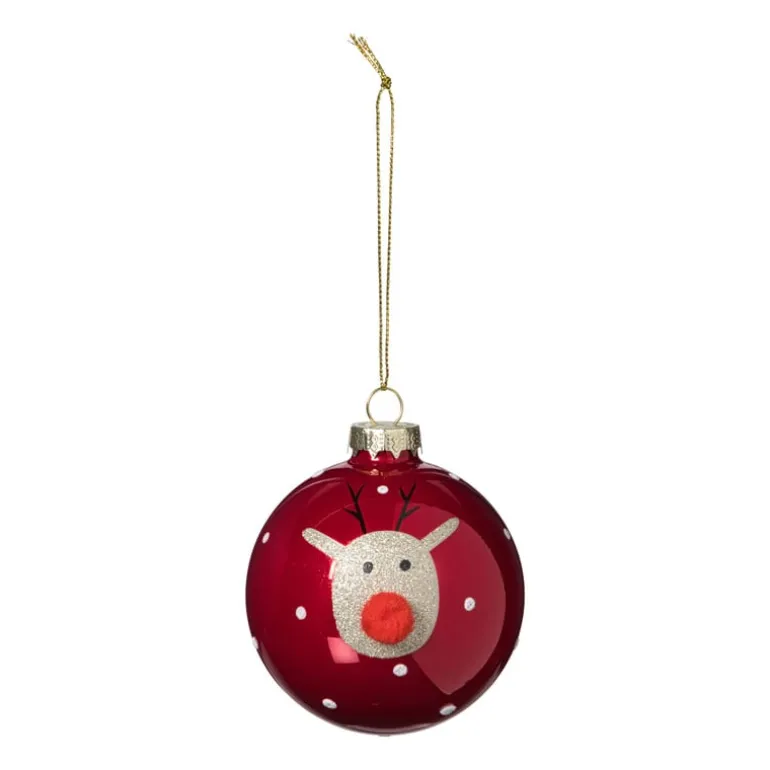 Kerstbal rendier - rood