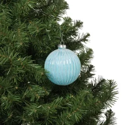 Kerstbal ribbels - lichtblauw