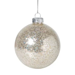 Kerstbal sequins - beige