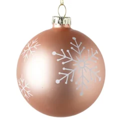 Kerstbal sneeuwvlok - roze - ⌀8 cm